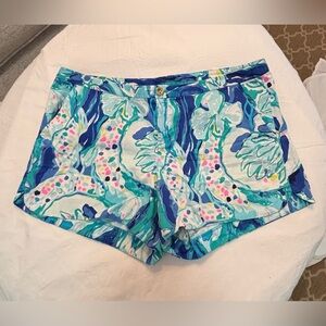 LILLY PULITZER Turquoise, royal blue and pink shorts - Size 14